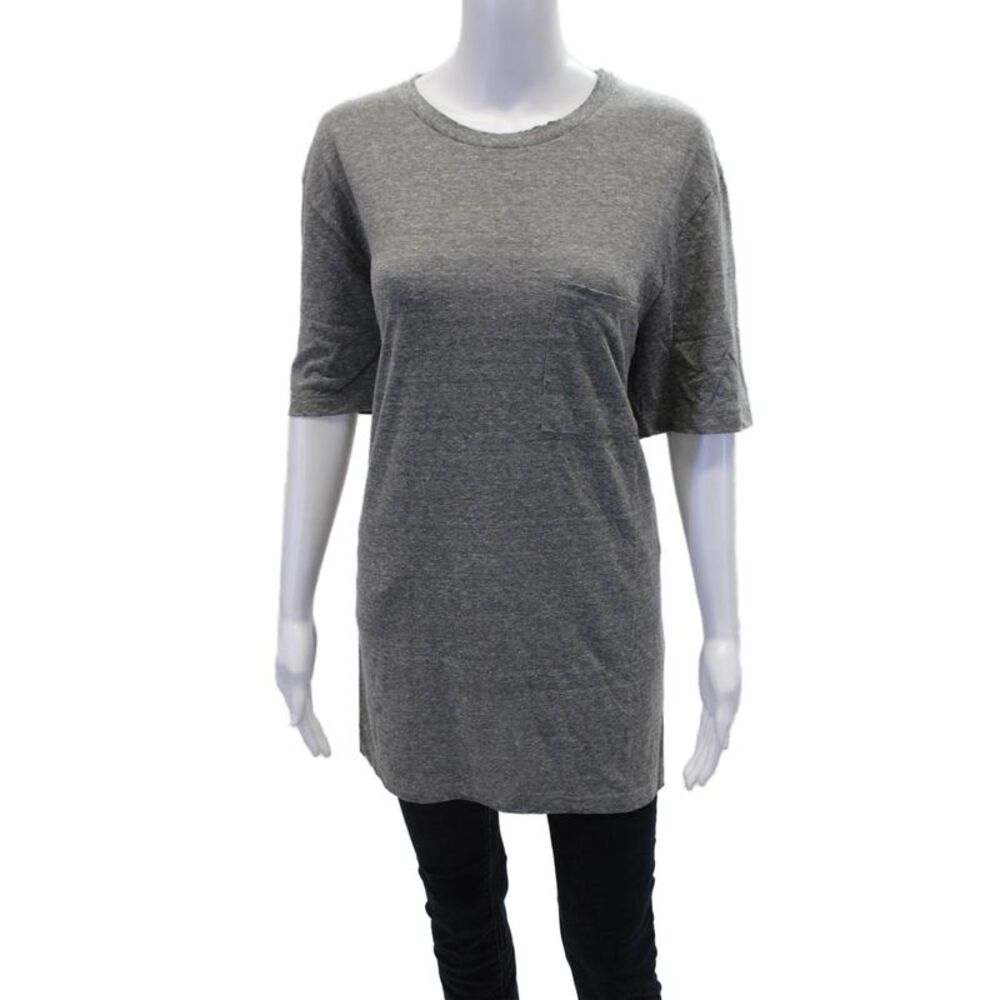 Philanthropy Womens Short Sleeve Scoop Neck Pocket Tee Shirt Gray Cotton Size XL